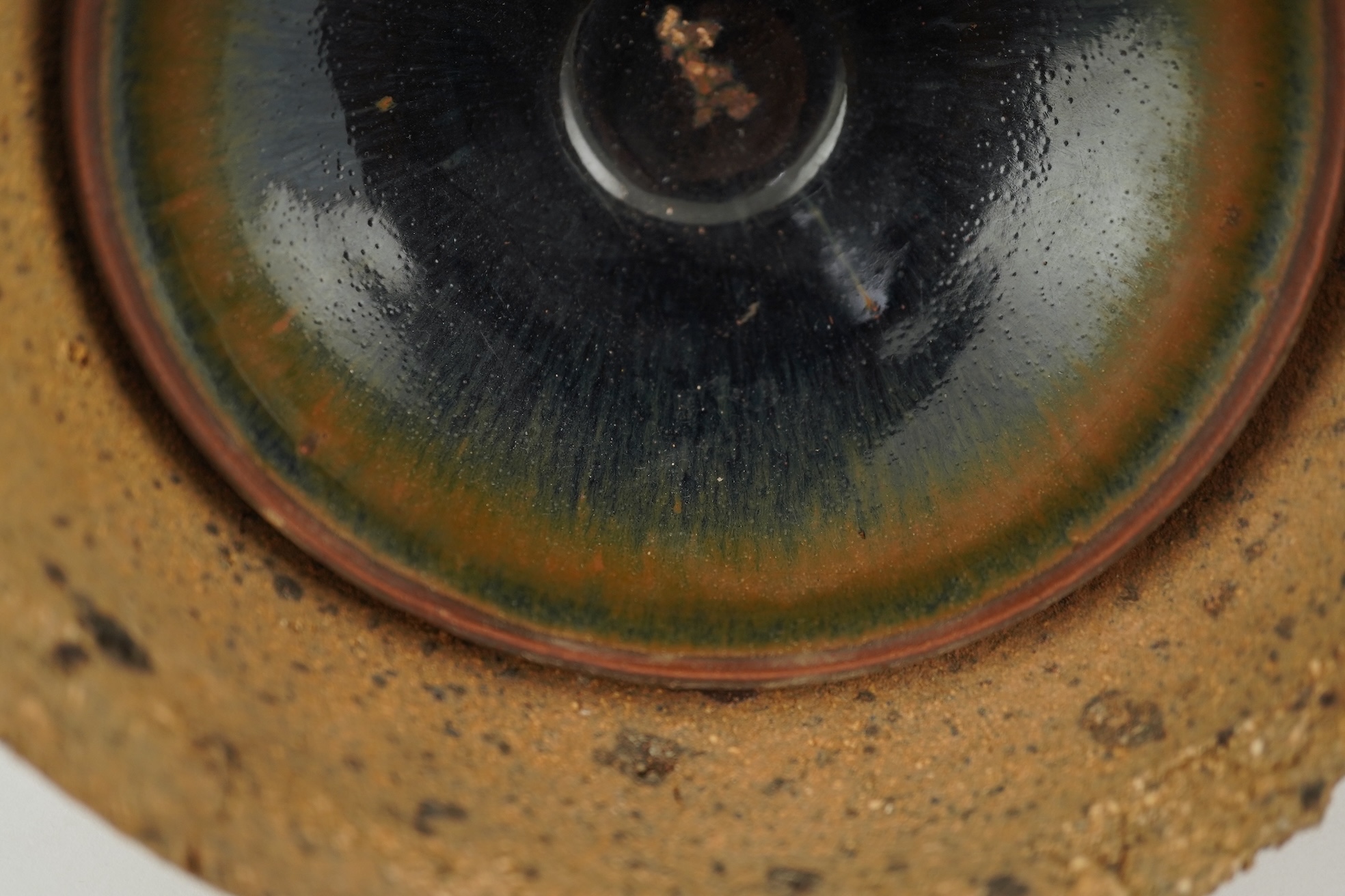 A Chinese Jian ware hare's fur bowl and saggar, Song dynasty